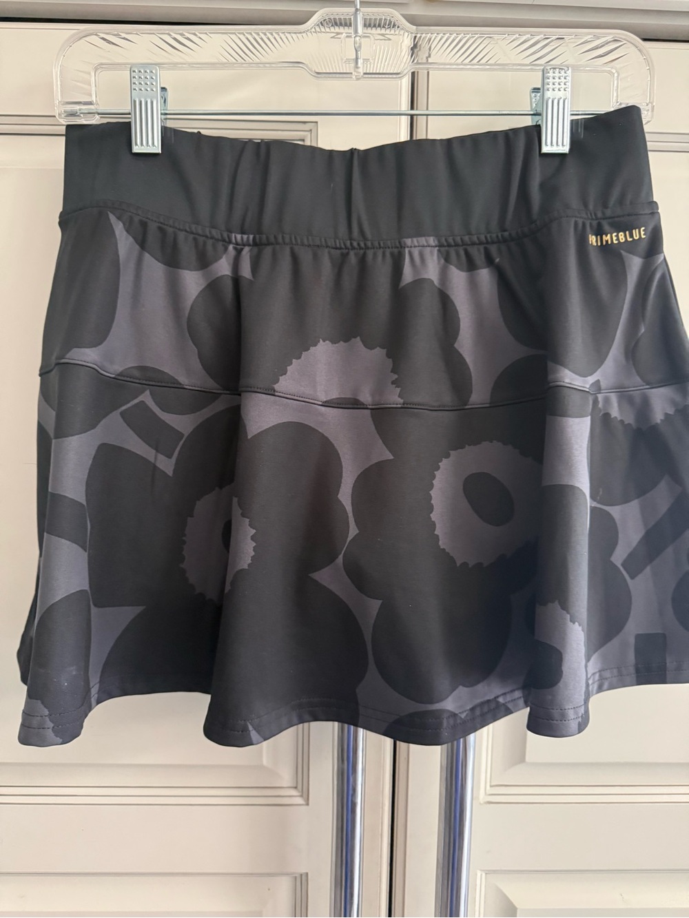 adidas Black and Charcoal Floral Tennis Skirt with Attached Short